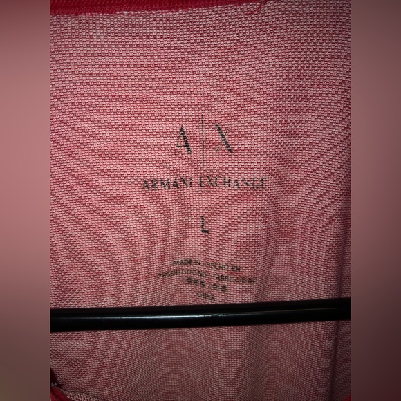 Armani Exchange Polo Shirt Red Size L Short Sleeve A/X Striped Authentic - Picture 7 of 12
